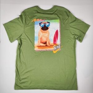 Nike Surf Dog Graphic T-Shirt Men XL Vintage Style Retro Green Streetwear Tee
